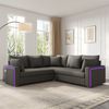 STILVORA Ecksofa mit LED-Ambientebeleuchtung L-Form Cord Sofa mit Taschenfederkern, Relaxsofa mit USB‑Ladeanschluss, passenden Kissen, für Wohnzimmer, Schlafzimmer und Wohnungen Bild 3