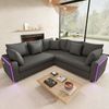 STILVORA Ecksofa mit LED-Ambientebeleuchtung L-Form Cord Sofa mit Taschenfederkern, Relaxsofa mit USB‑Ladeanschluss, passenden Kissen, für Wohnzimmer, Schlafzimmer und Wohnungen Bild 2