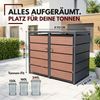 ALBATROS Mülltonnenbox 2er Holzdekor, 120L bis 240L, für Zwei Tonnen, Mülltonnenverkleidung aus verzinktem Metall mit Holzoptik Bild 2