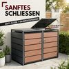 ALBATROS Mülltonnenbox 2er Holzdekor, 120L bis 240L, für Zwei Tonnen, Mülltonnenverkleidung aus verzinktem Metall mit Holzoptik Bild 4