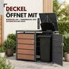 ALBATROS Mülltonnenbox 2er Holzdekor, 120L bis 240L, für Zwei Tonnen, Mülltonnenverkleidung aus verzinktem Metall mit Holzoptik Bild 3