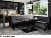MEBLINI Eckbank für Esszimmer mit ausziehbarem Tisch - Küchenbank - Essecke - Sitzecke Küche - TONI - X-Beine 142x196x87cm Rechts - Dunkelgrau Samt/B Schwarz Hochgl. Bild 2