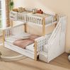 Etagenbett 90x200/140x200 cm mit Treppenschrank, Schublade und Aufbewahrung – Massivholz in Weiß/Natur Bild 4