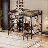 Hochbett mit Schreibtisch, Lattenrost, Regal, Leiter und Rausfallschutz, 90x200 cm, Metallbett, Kinderbett Bild 3
