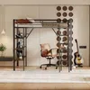 Hochbett mit Schreibtisch, Lattenrost, Regal, Leiter und Rausfallschutz, 90x200 cm, Metallbett, Kinderbett Bild 2