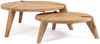 Gartencouchtisch-Set aus Teakholz, skandinavisch, rund, natur, 2er-Set für Outdoor Bild 4
