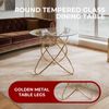 Esstisch mit goldfarbenen Metallbeinen und gehärtetem Glas, moderner, platzsparender Küchentisch für das Wohnzimmer, goldfarbene Metallbeine Bild 2