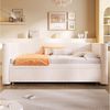Merax Daybett 90×200cm/180x200cm mit LED-Lichtleiste & App-gesteuerter (Jugendbett Doppelbett Kinderbett, 1 tlg), Polsterbett Tagesbett Schlafsofa mit Ausziehbett und Lattenrost, Samt Bild 4