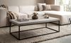 Couchtisch 120x60x38cm Sandfarben Stein-Optik Rechteckig Metallbeine Modern Bild 3