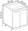Küchenunterschrank R-Line Rot Hochglanz 60 cm AP Marmor Vicco Bild 3
