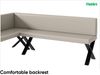 MEBLINI Eckbank für Esszimmer mit ausziehbarem Tisch - Küchenbank - Essecke - Sitzecke Küche - TONI - X-Beine 142x196x87cm Links - Beige Kunstleder/B Weiß Matt Bild 5