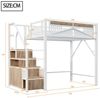 Merax Hochbett (Jugendbett Einzelbett Stockbett, 1-St) Metallbett Kinderbett 140x200 cm mit Stauraumtreppe Schutzzaun Fenster Bild 4