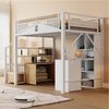 Merax Hochbett (Jugendbett Einzelbett Stockbett, 1-St) Metallbett Kinderbett 140x200 cm mit Stauraumtreppe Schutzzaun Fenster Bild 3
