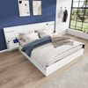 Merax Doppelbett 160*200cm, Holzbett, mit USB-Anschluss, elektronischer Uhr, Bluetooth-Lautsprecher, Farblichtleiste, integrierter Matratze, 2 Nachttischen (ohne Schubladen), Matratze nicht enthalten, weiß Bild 2