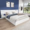 Merax Doppelbett 160*200cm, Holzbett, mit USB-Anschluss, elektronischer Uhr, Bluetooth-Lautsprecher, Farblichtleiste, integrierter Matratze, 2 Nachttischen (ohne Schubladen), Matratze nicht enthalten, weiß Bild 3
