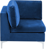 Ecksessel Samtstoff marineblau mit Metallbeinen EVJA Bild 4