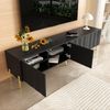 TV-Lowboard aus MDF/Spanplatte mit 4 Türen & viel Stauraum, 190x38x48 cm, Schwarz Bild 3