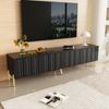 TV-Lowboard aus MDF/Spanplatte mit 4 Türen & viel Stauraum, 190x38x48 cm, Schwarz Bild 2