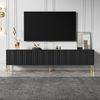 TV-Lowboard aus MDF/Spanplatte mit 4 Türen & viel Stauraum, 190x38x48 cm, Schwarz Bild 5
