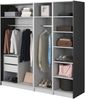 Selsey 'Frame' Kleiderschrank 4-türig mit 2 Kleiderstangen und Schubladen, schwarz 200 x 200 x 57 cm Bild 4