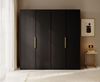 Selsey 'Frame' Kleiderschrank 4-türig mit 2 Kleiderstangen und Schubladen, schwarz 200 x 200 x 57 cm Bild 2