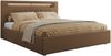 Polsterbett GOLD 5 CLASSIC 140 x 200 cm mit LED-Beleuchtung & Bettkasten, Doppelbett inkl. Lattenrost, Metall-Lift-System & Stauraum - Braun Kunstleder Bild 5