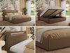 Polsterbett GOLD 5 CLASSIC 140 x 200 cm mit LED-Beleuchtung & Bettkasten, Doppelbett inkl. Lattenrost, Metall-Lift-System & Stauraum - Braun Kunstleder Bild 2