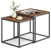 Home Collective Couchtisch 2er Set Beistelltisch Loft Design 2in1 Verschachtelung Wohnzimmer, kratzfeste Oberfläche 50&45cm Rustikal schwarzen Beinen quadratisch Bild 4