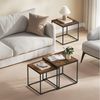 Home Collective Couchtisch 2er Set Beistelltisch Loft Design 2in1 Verschachtelung Wohnzimmer, kratzfeste Oberfläche 50&45cm Rustikal schwarzen Beinen quadratisch Bild 2