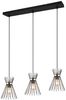 Ausgefallene Pendelleuchte ROD, 3 Draht Lampenschirme Schwarz-Gold, Breite 82cm Bild 2