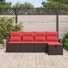 vidaXL Sofa Set mit Kissen 5 pcs Braun und Rot Poly-Rattan 3359063 Bild 3