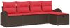 vidaXL Sofa Set mit Kissen 5 pcs Braun und Rot Poly-Rattan 3359063 Bild 2
