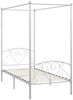 vidaXL Himmelbett-Gestell mit Lattenrost, Metall weiß, 90x200 cm Bild 2