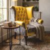 Casa Padrino Luxus Chesterfield Leder Ohrensessel Gelb / Bunt / Dunkelbraun H. 110 cm Bild 2