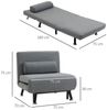 HOMCOM Sessel Schlafsofa, Klappmatratze, Bett, Gästebett (Klappbett, 1-St, Schlafsessel), für Wohnzimmer, Dunkelgrau Bild 3