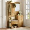Flurgarderobe 115x37x185cm mit Sitzbank,Spiegel, Kleiderstange,verstellbaren Regalen,Soft-Close Bild 4