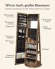 Songmics Schmuckschrank mit Ganzkörperspiegel, 360° drehbar, abschließbar mit Schlüsseln, vintagebraun Bild 3
