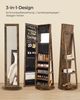 Songmics Schmuckschrank mit Ganzkörperspiegel, 360° drehbar, abschließbar mit Schlüsseln, vintagebraun Bild 2