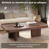 BlingBin Couchtisch rechteckiger Sofatisch in Walnussoptik, (Wohnzimmertisch, 1-St, 100 x 50 x 35,5 cm), mit erhöhtem Rand, abgerundeten Ecken und stabilen Seitenstützen Bild 3