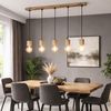 LED Hängelampe, 5 Flammig, Holzoptik, Höhenverstellbar, L 115 cm Bild 2