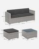SONGMICS Gartenmöbel-Set mit Kissen und Glastisch, Polyrattan, Grau / Dunkelgrau Bild 5