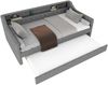 Polsterbett 90×200 cm aus Leinen-Stoff mit LED-Beleuchtung, USB-Anschluss und Ausziehbett, grau Bild 5