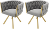Esszimmerstuhl 2er Set 72×54×59 cm mit 360°-Drehfunktion – Samtbezug, Metallgestell in Grau und Gold Bild 5