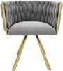 Esszimmerstuhl 2er Set 72×54×59 cm mit 360°-Drehfunktion – Samtbezug, Metallgestell in Grau und Gold Bild 4