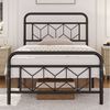 Yaheetech Metallbett, Vintage Bettrahmen mit Hohem Kopfteil, Bettgestell, Metall Schwarz, 90 x 200 cm Bild 2