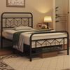 Yaheetech Metallbett, Vintage Bettrahmen mit Hohem Kopfteil, Bettgestell, Metall Schwarz, 90 x 200 cm Bild 3