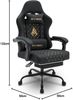 Symino Racing Gamer Stuhl mit Lendenwirbelstütze und Fußstütze, Stabil, Schwarz Bild 3