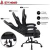 Symino Racing Gamer Stuhl mit Lendenwirbelstütze und Fußstütze, Stabil, Schwarz Bild 5