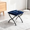 Sessel 72×62×96 mit Hocker – Relaxsessel mit Armlehnen, Seitentasche, Fußstütze, dunkelblau, aus Stoff und Metall Bild 2