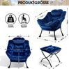 Sessel 72×62×96 mit Hocker – Relaxsessel mit Armlehnen, Seitentasche, Fußstütze, dunkelblau, aus Stoff und Metall Bild 4